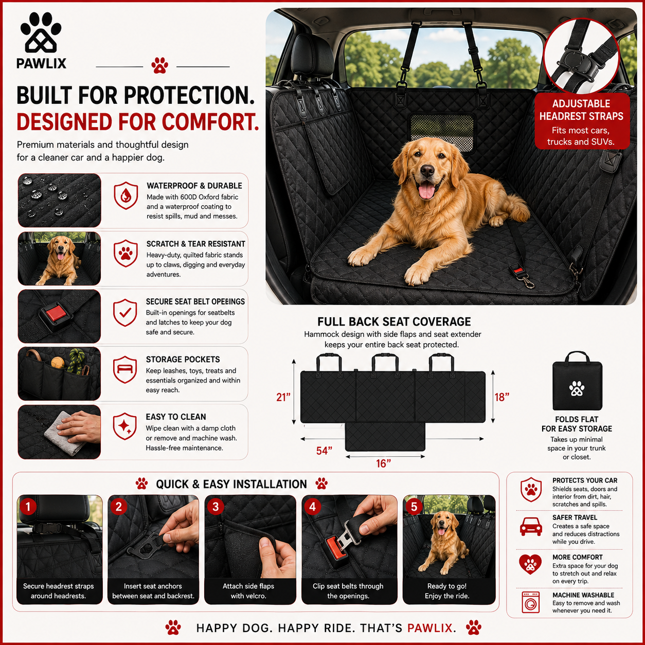 RideNest™ | Hard-Bottom Dog Car Seat Extender