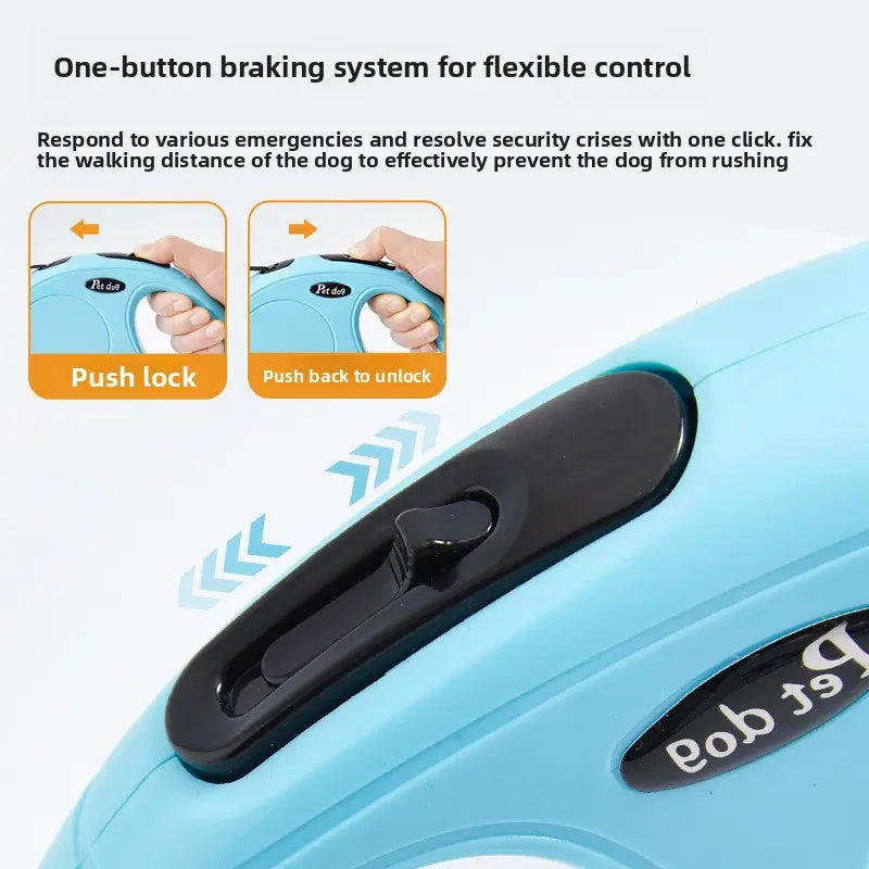 1Pc Automatic Retractable Safety Dog Leash - Durable Lightweight ABS Portable Pet Walking Lead with 1-Hand Brake & Lock Control, Extendable for Dogs, Ideal for Outdoor Walking, Training & Travel, Safety Leash, Outdoor Travel