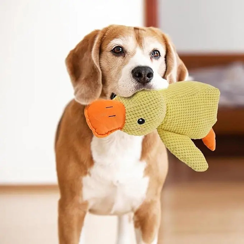 Squeaky Duck Playful Plush Dog Toy - Ultra-Soft Corduroy Tug Chew Toy with Built-In Sound, Durable Safe Interactive Plaything for Dogs & Puppies, Playful Plush Toys, Tug Plush Toys