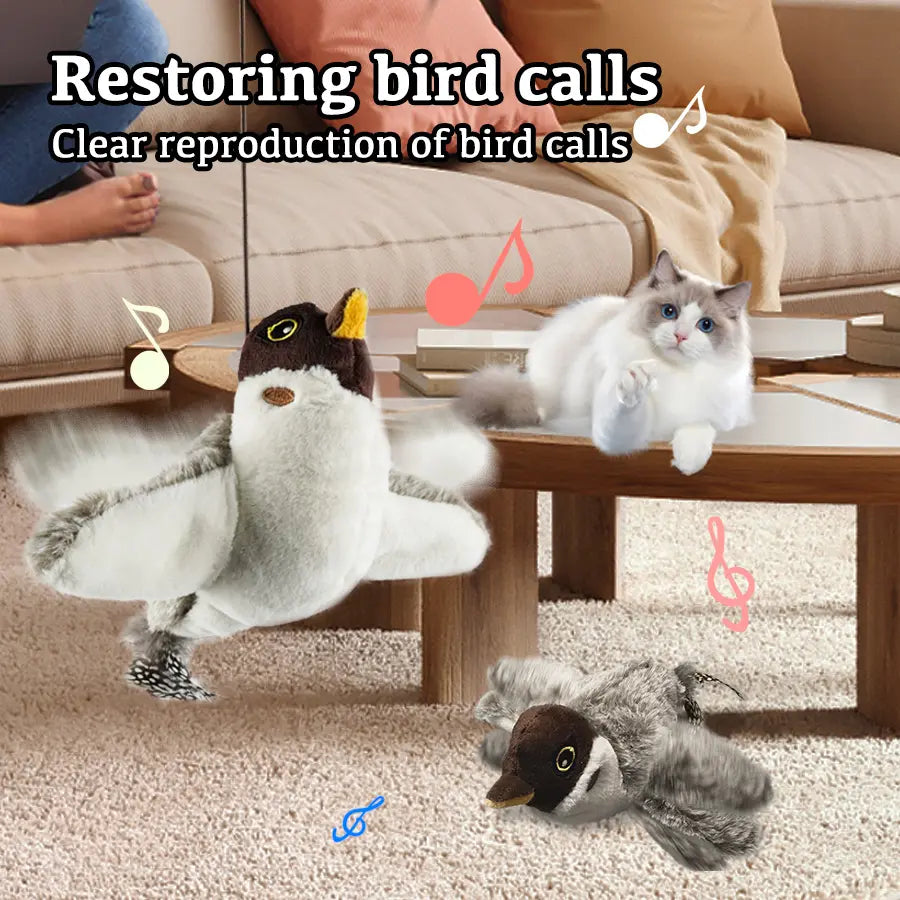 Simulated Chirping Flapping Wings Bird, Interactive Catnip Toys, Plush Kitten Exercise Toys