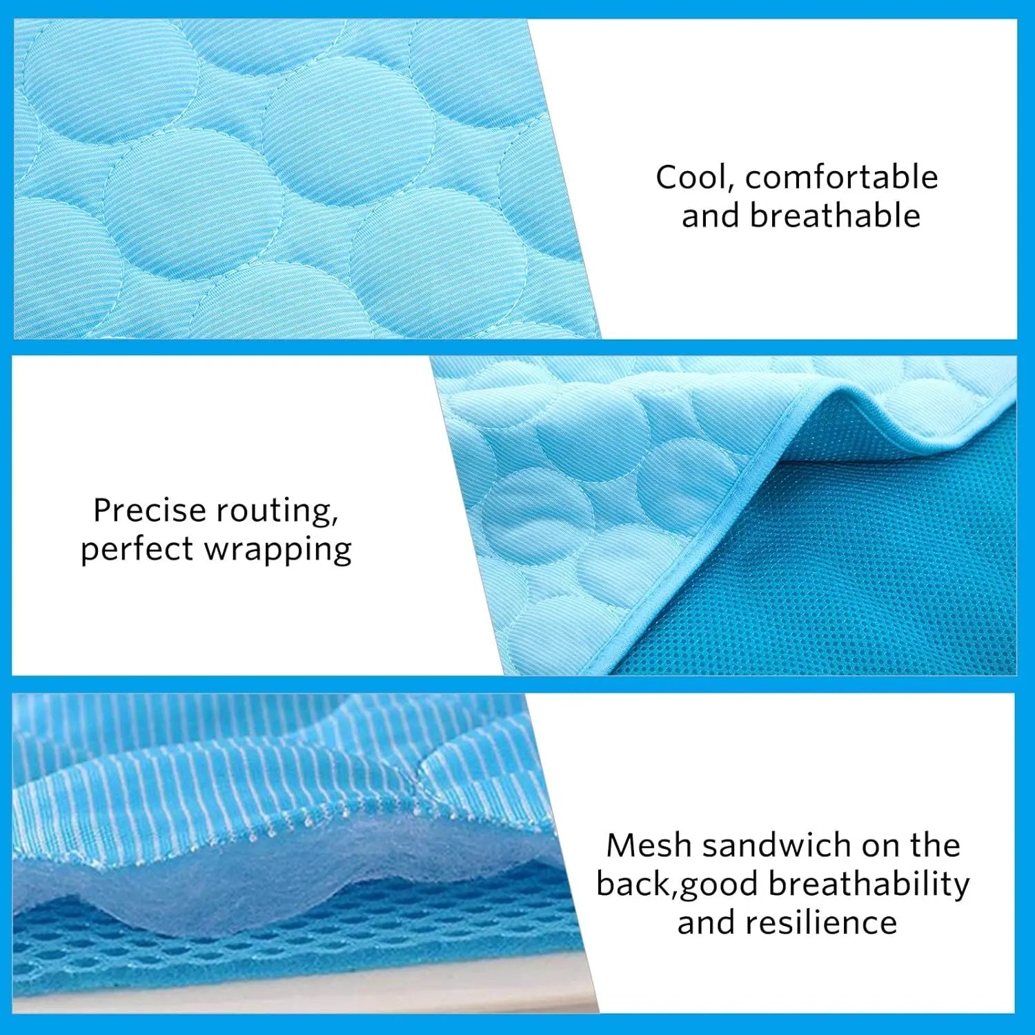 Dog Cooling Mat, Pet Cooling Mat for Dogs Cooling Blanket Pad for Kennels, Crates, Cars, Indoor & Outdoor Ice Silk (Blue, L(28 * 22"))