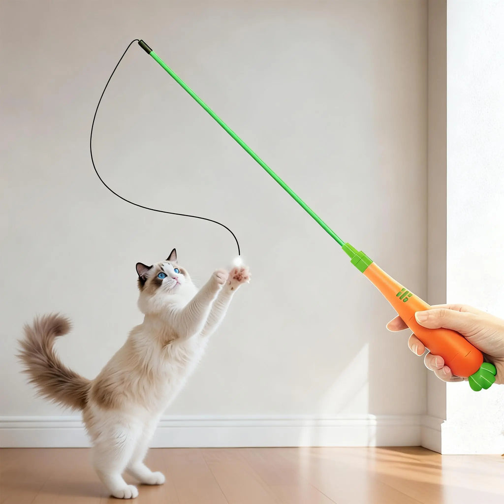 Cat Interactive Carrot Teaser Toy - Cute Light & Laser Toys with Dual Modes to Keep Play Fresh, Type-C Charging for Easy Top-Ups, Ideal for Kitten Playtime