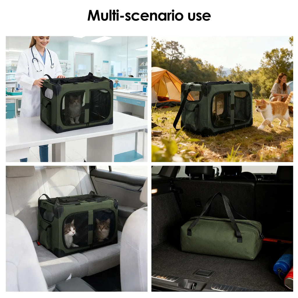 Extra Large Cat Carrier for 2 Cats, XL with Removable Divider, Foldable Soft-Sided Pet Carrier with Storage Tote, Portable Travel Crate for Large Cats, for Car & Home Use, 24" X 17" X 17"