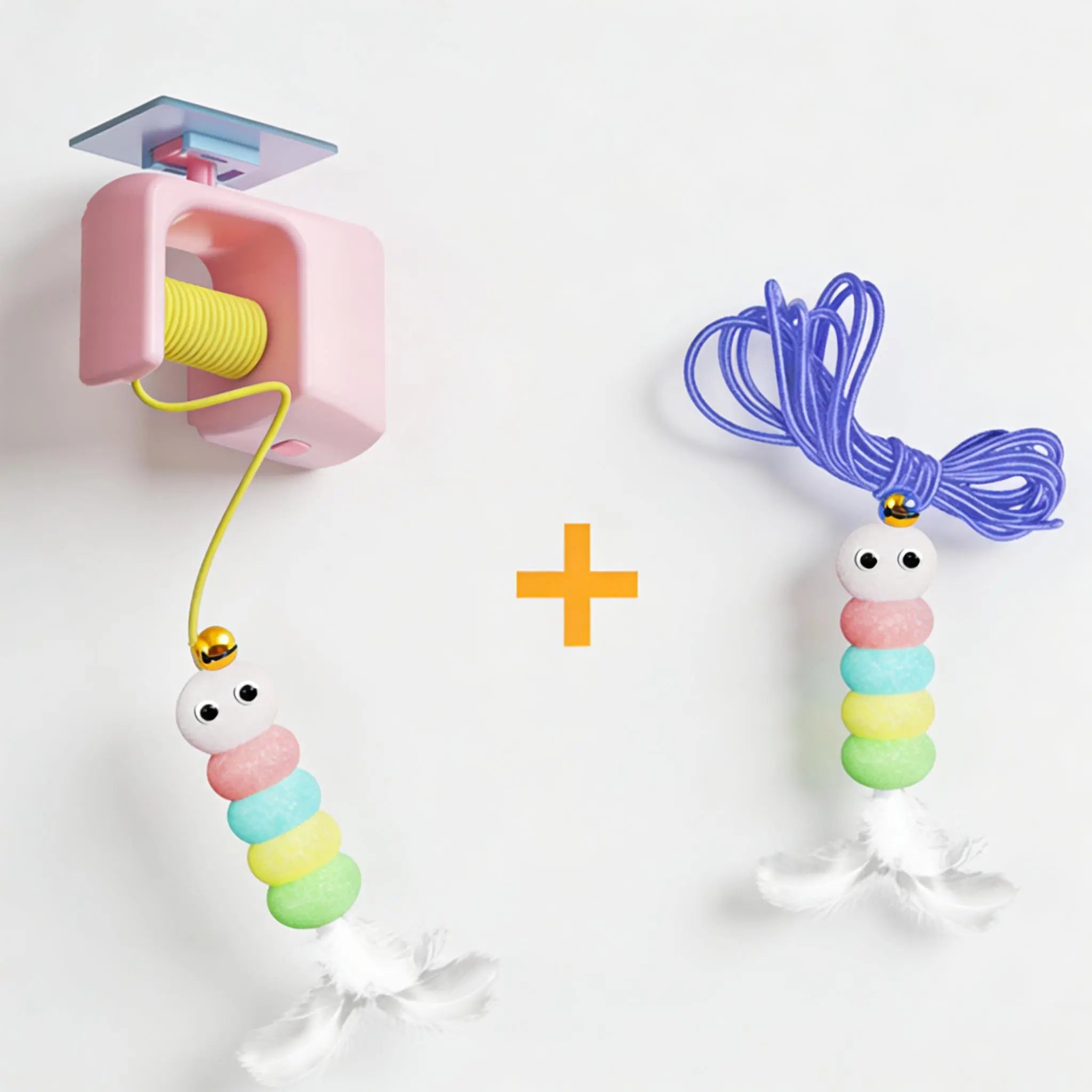 Kawiwi Interactive Cat Toys, Echargeable Hangingdoor Cat Toy with Replacement Toy and Elastic Rope, Automatic Electric Flying Feather Cat Toy for Chase Exercise Enrichment Stimulation, Durable Safe Hanging Toy for Bored Kittens Adult Multi Cat Households