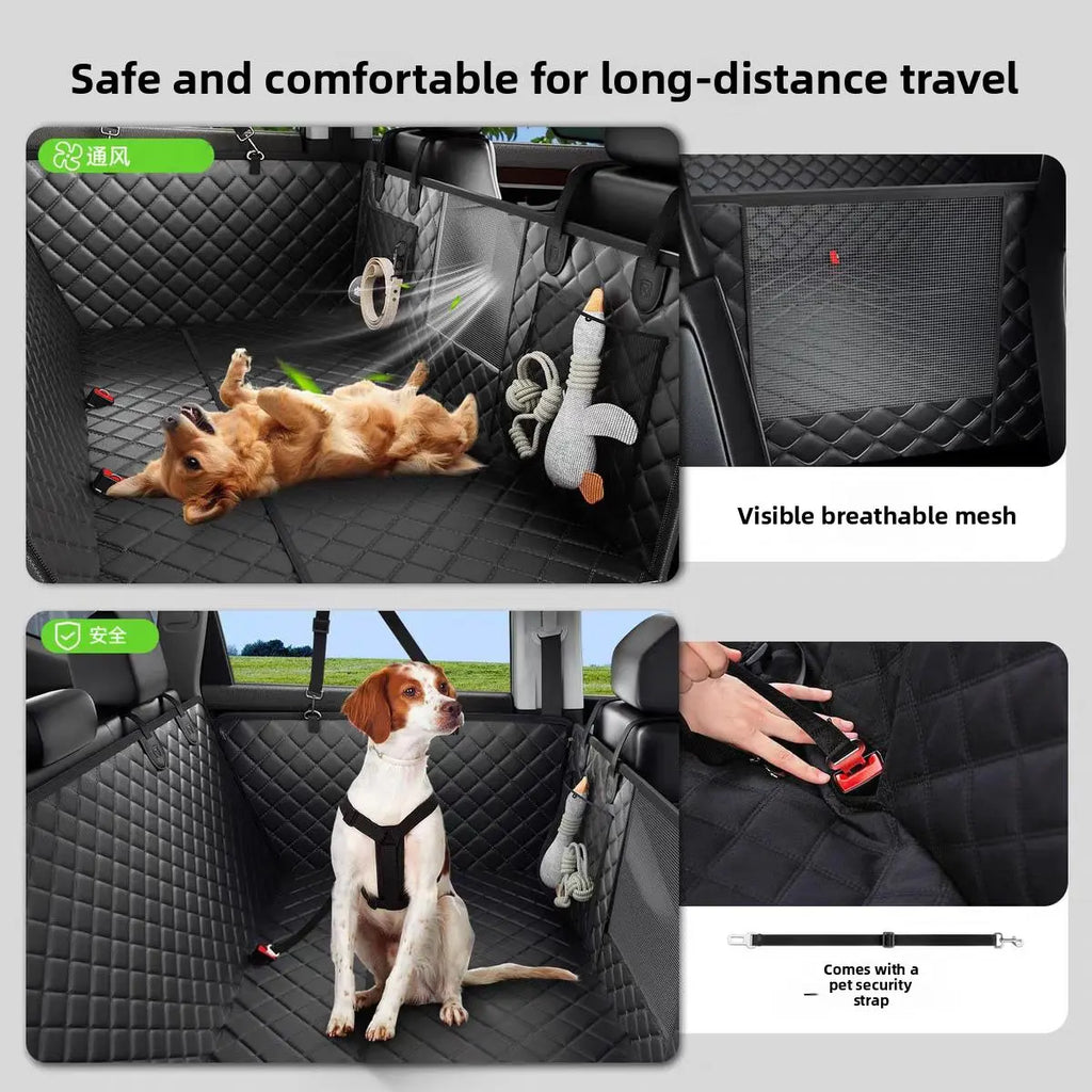 Back Seat Extender for Dogs,Hard Bottom Car Seat Cover for Back Seat,Holds 400Ibs Heavy Duty 600D Waterproof Dog Hammock with Mesh Window,Backseat Pet Cover for Car/Suv