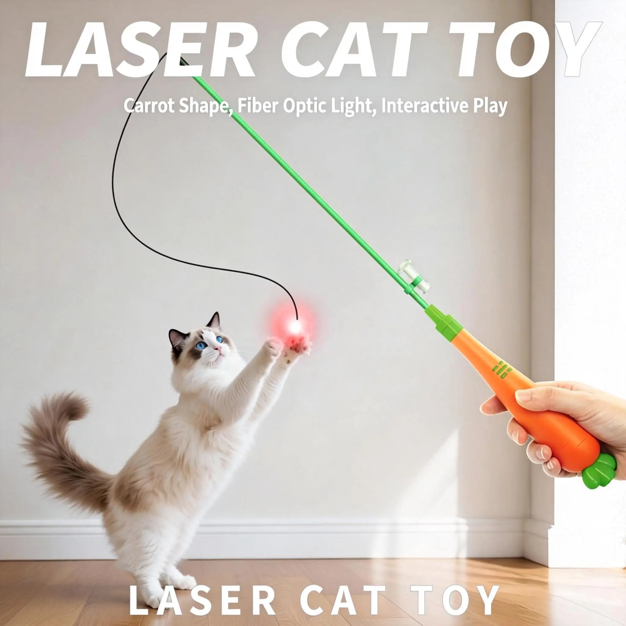 Cat Interactive Carrot Teaser Toy - Cute Light & Laser Toys with Dual Modes to Keep Play Fresh, Type-C Charging for Easy Top-Ups, Ideal for Kitten Playtime