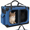 Extra Large Cat Carrier for 2 Cats, XL with Removable Divider, Foldable Soft-Sided Pet Carrier with Storage Tote, Portable Travel Crate for Large Cats, for Car & Home Use, 24" X 17" X 17"