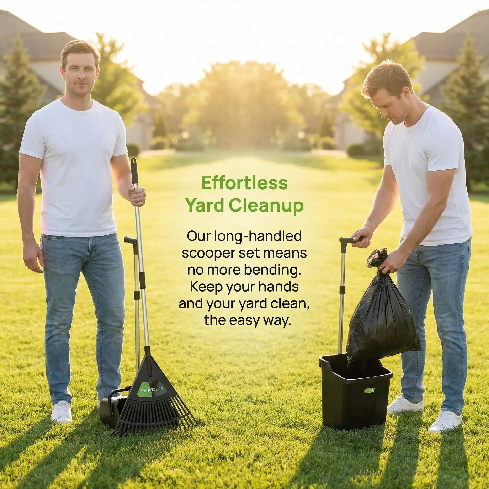 Stainless Steel Dog Pooper Scooper,40" Long Handle Swivel Bin, Rake and Spade,20 Waste Bags & Hook - Heavy Duty Portable Metal Poop Scooper for Large,Medium and Small Dogs