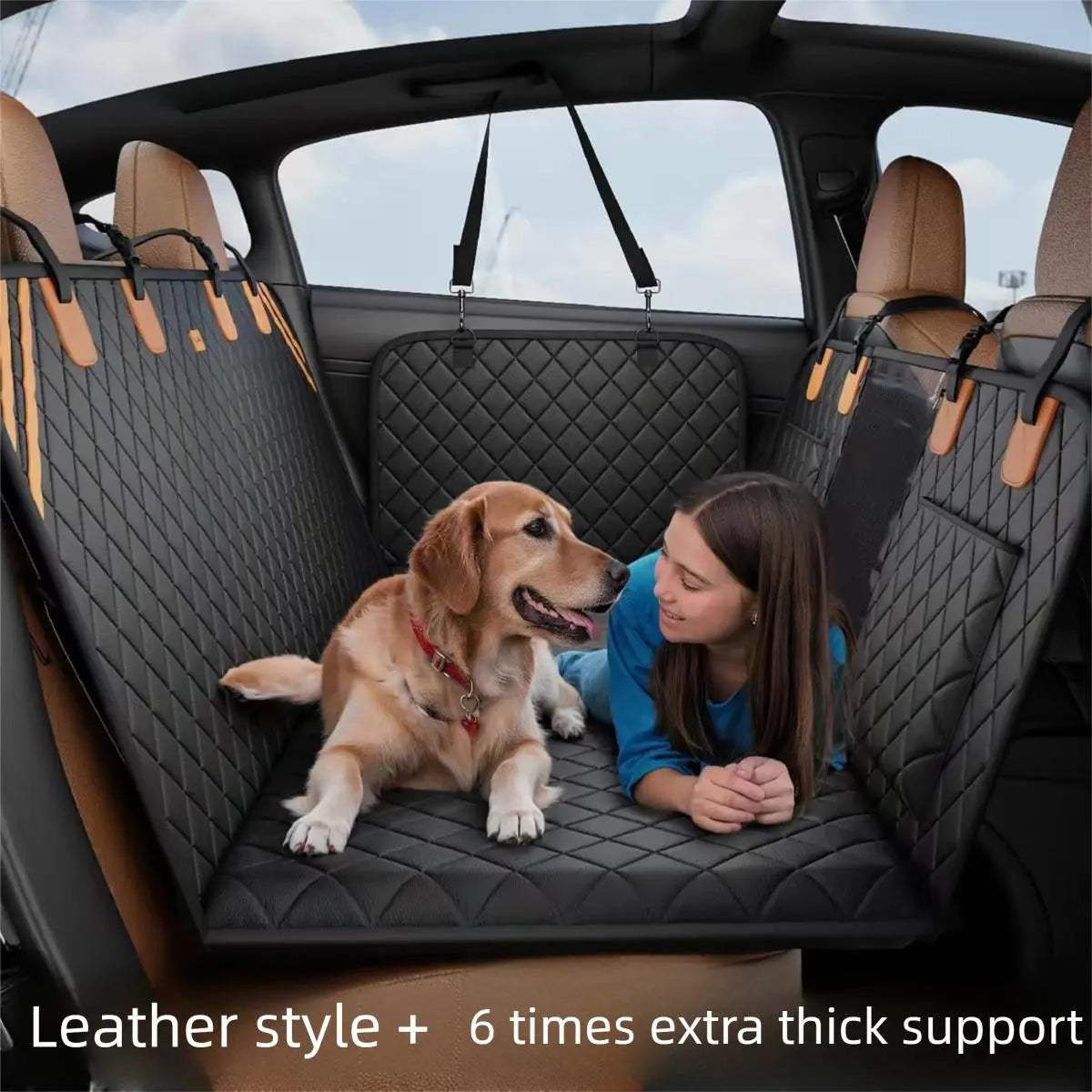 Back Seat Extender for Dogs,Hard Bottom Car Seat Cover for Back Seat,Holds 400Ibs Heavy Duty 600D Waterproof Dog Hammock with Mesh Window,Backseat Pet Cover for Car/Suv