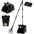 Stainless Steel Dog Pooper Scooper,40" Long Handle Swivel Bin, Rake and Spade,20 Waste Bags & Hook - Heavy Duty Portable Metal Poop Scooper for Large,Medium and Small Dogs