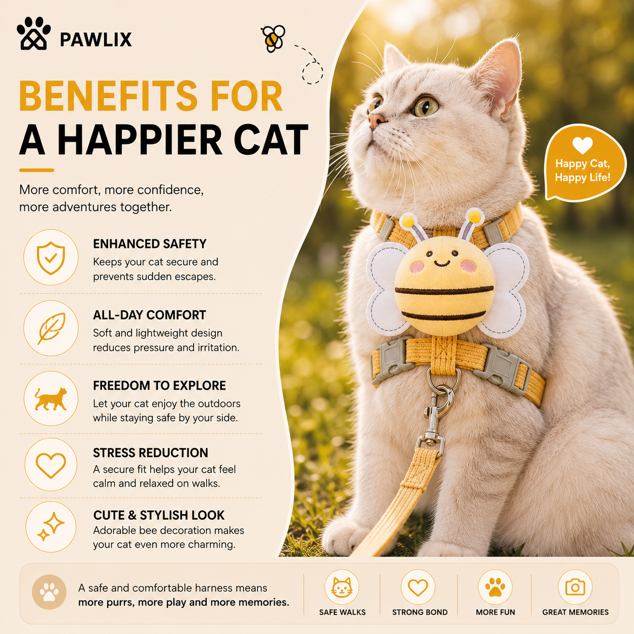 BeeSafe™ | Cat Harness & Leash Set